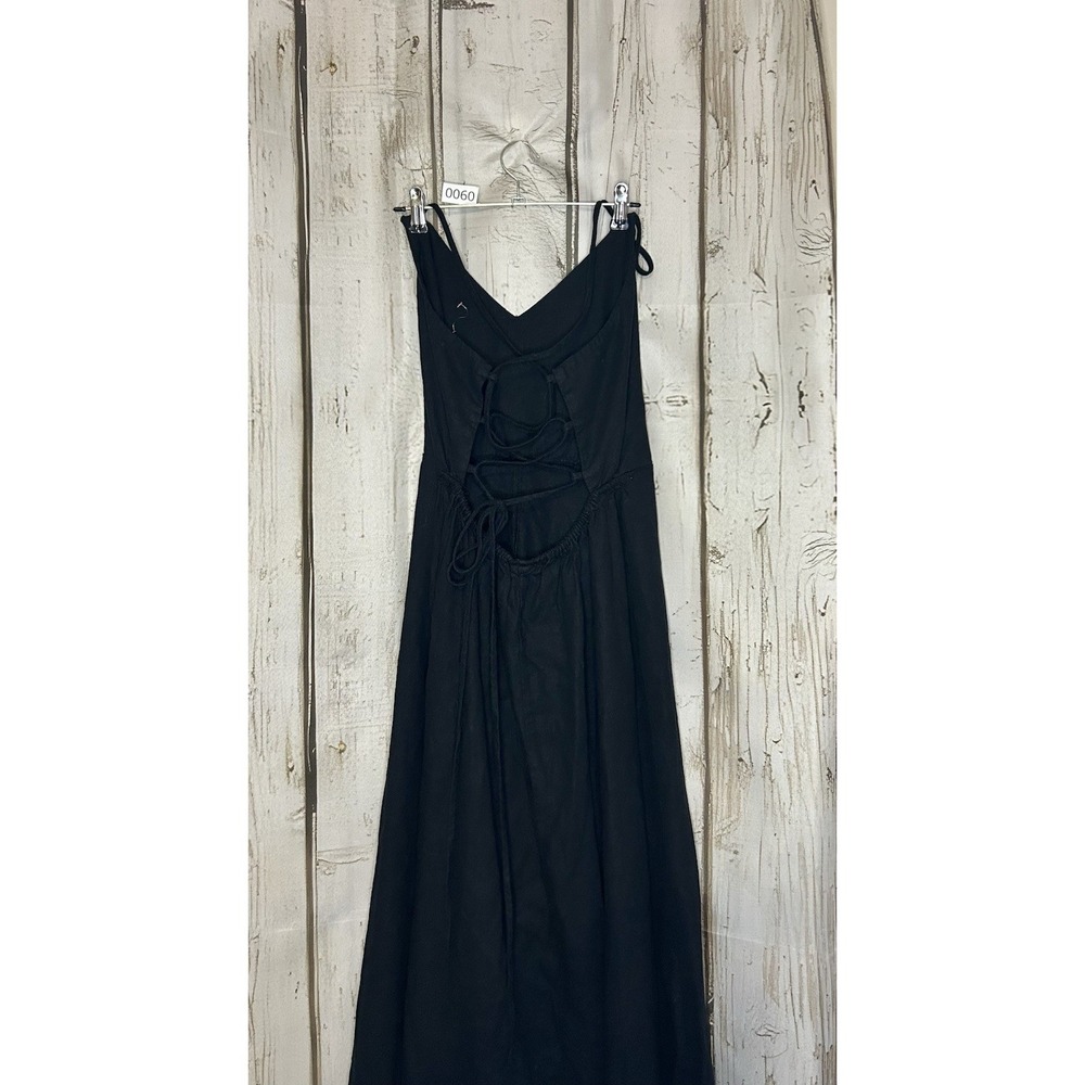 NWT A New Day Ling Black Linen Summer Dress Tie Up Back Criss Cross Size M